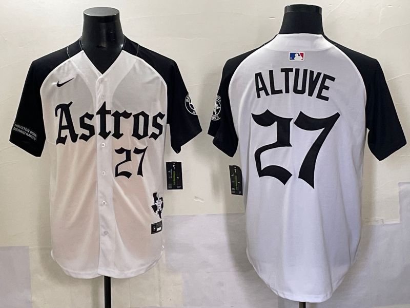 Men 2025 Houston Astros 27 Altuve White Black Five generations Joint Name Nike MLB Jersey style 7